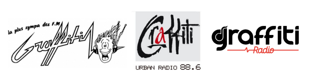 Évolution du logo de Graffiti Radio, de 1986 à aujourd'hui